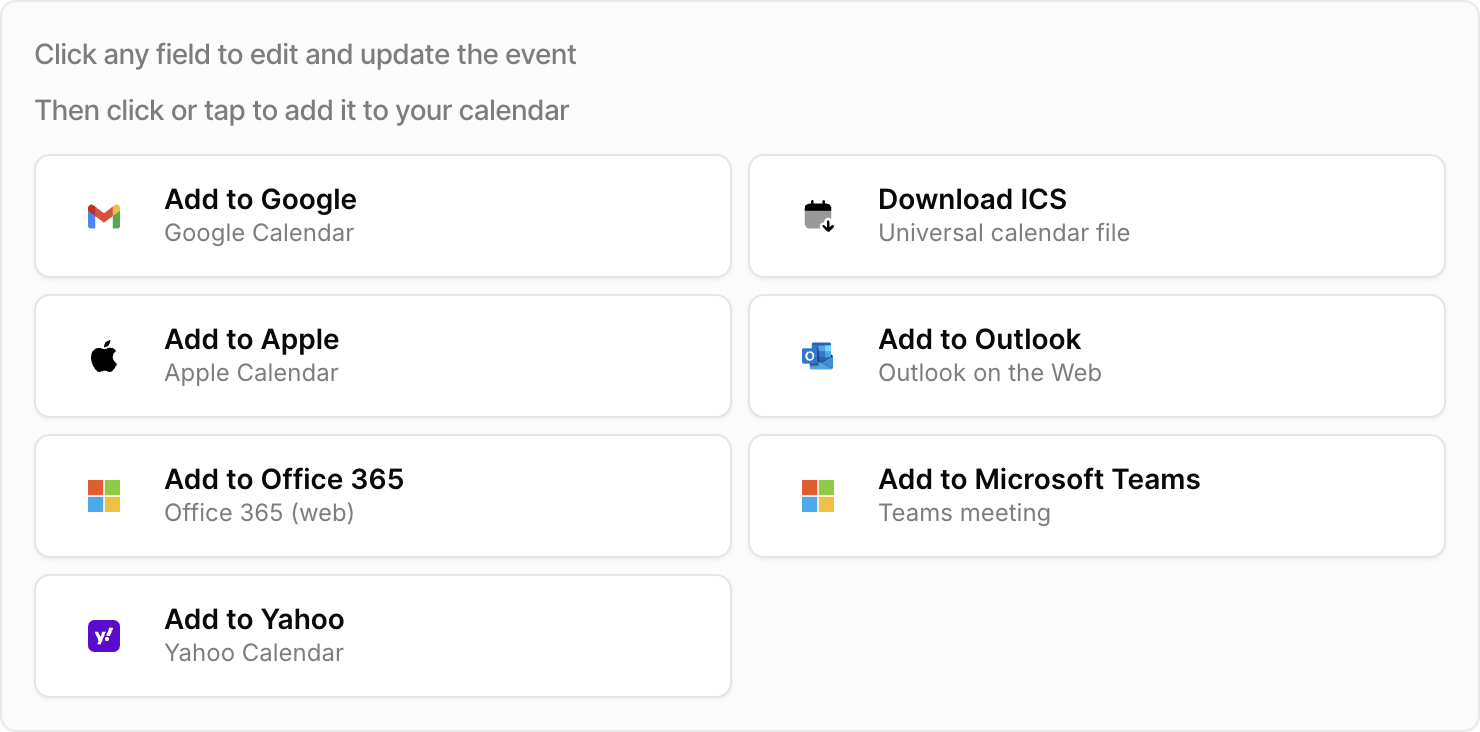 Works with your calendar interface