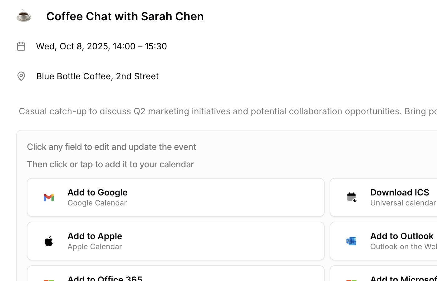 Never miss another event interface